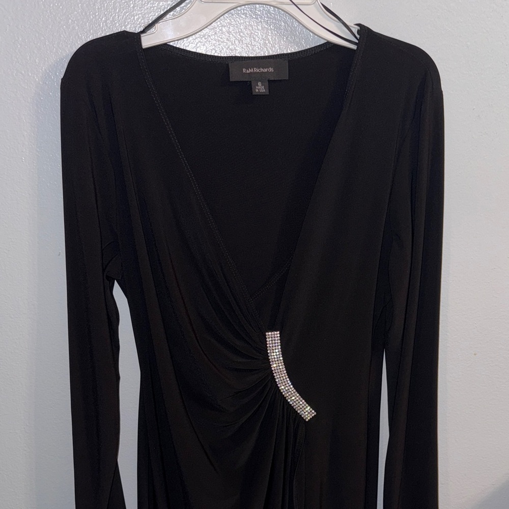 R & M Richards Black Long Sleeve Dress